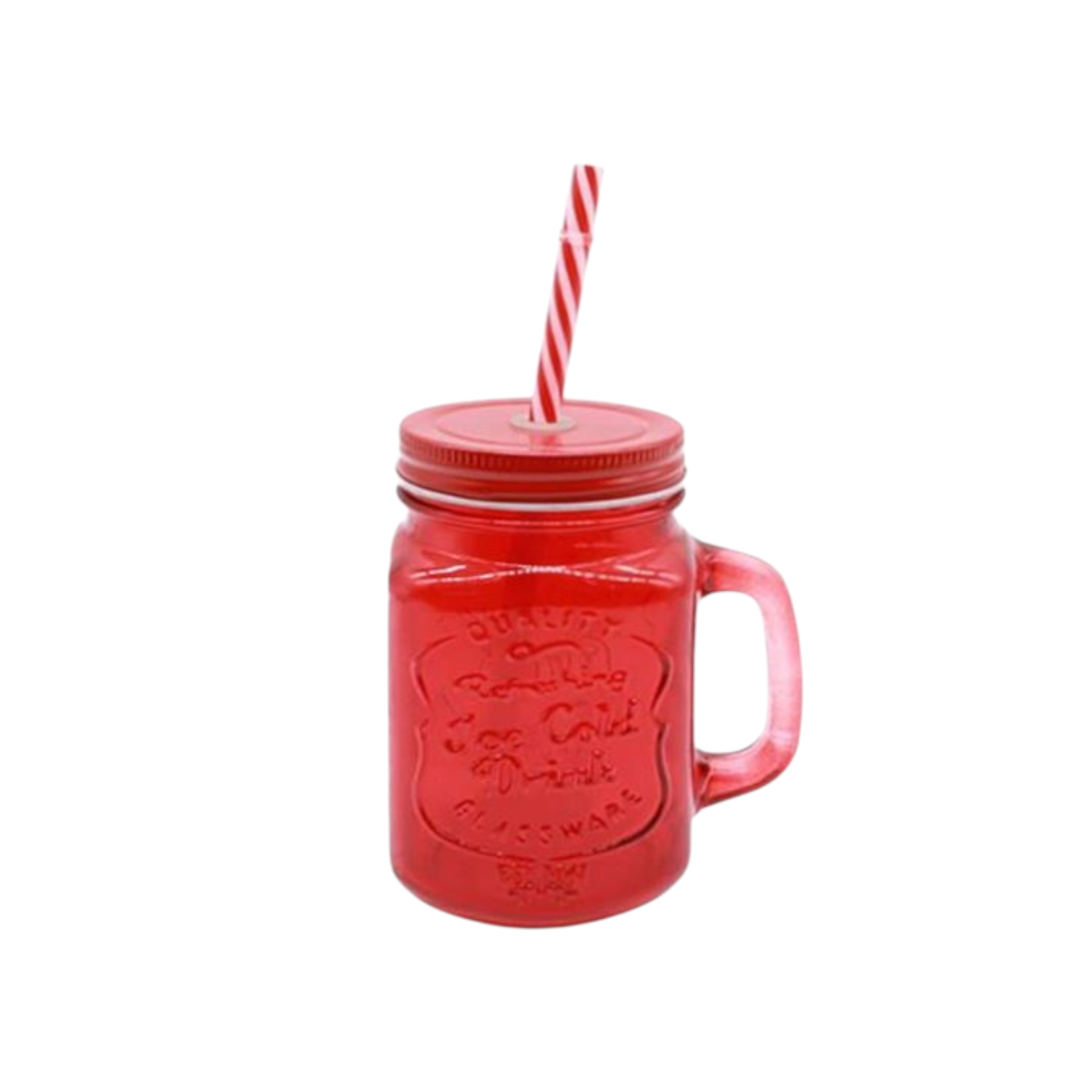 Glass Mason Jar with Color Lid & Straw