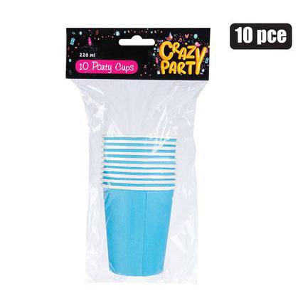 Disposable Picnic Party Paper Cups Light Blue 250ml 10Pack