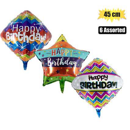 Happy Birthday Air Filled Balloon with Stick 45cm