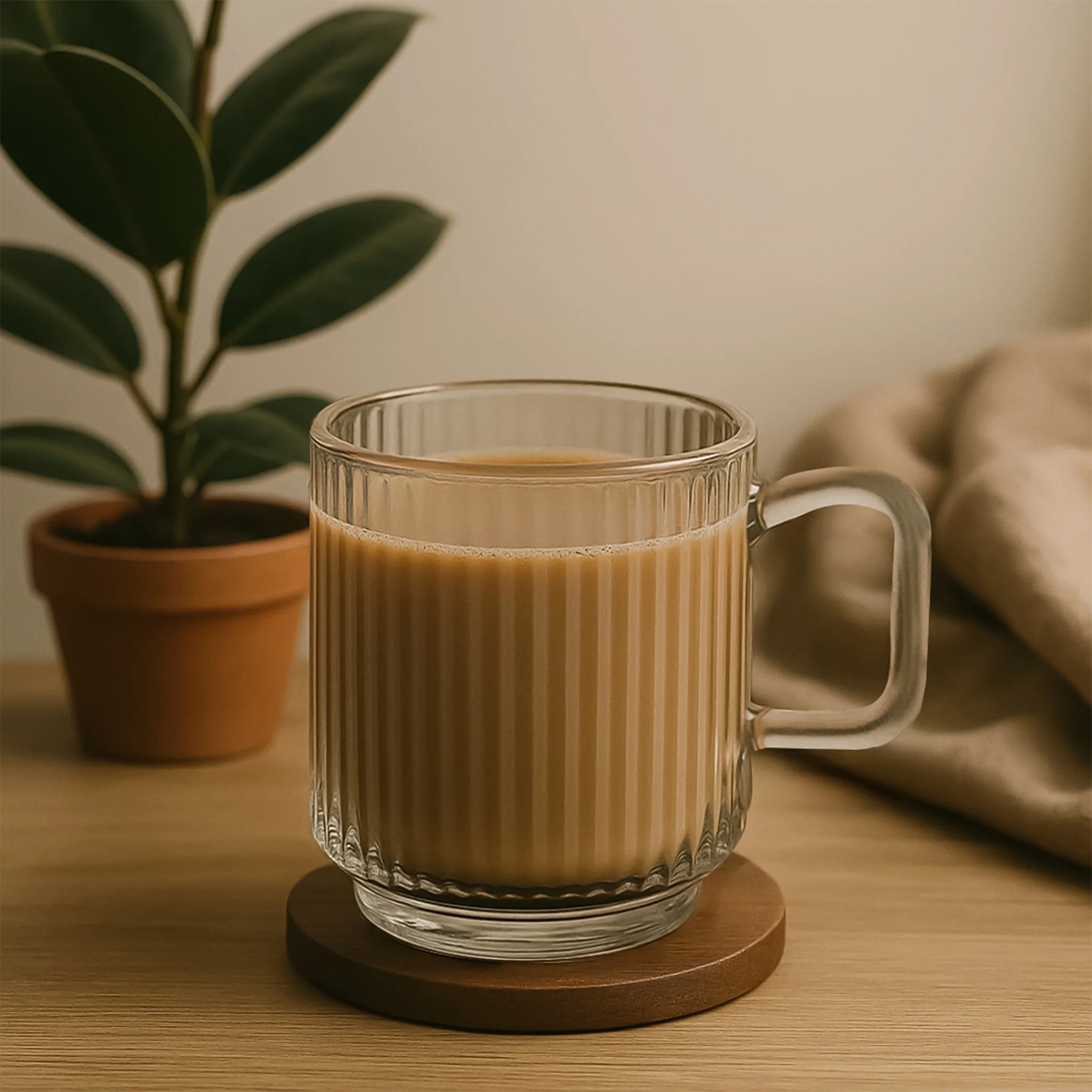 Regent Glass Ribbed Coffee Mug 340ml