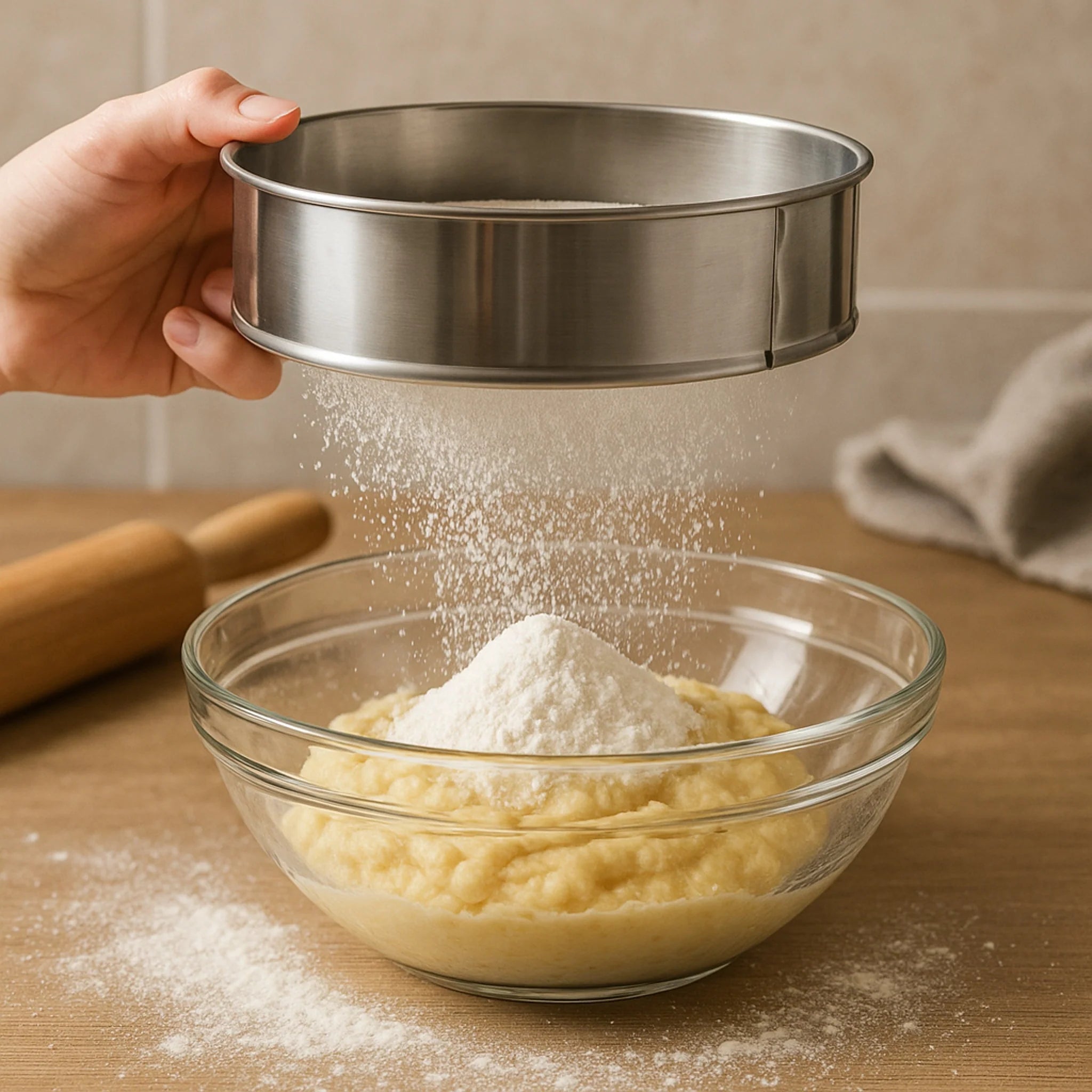 Regent Flour Sieve Round with Fine Mesh Stainless Steel bakeware