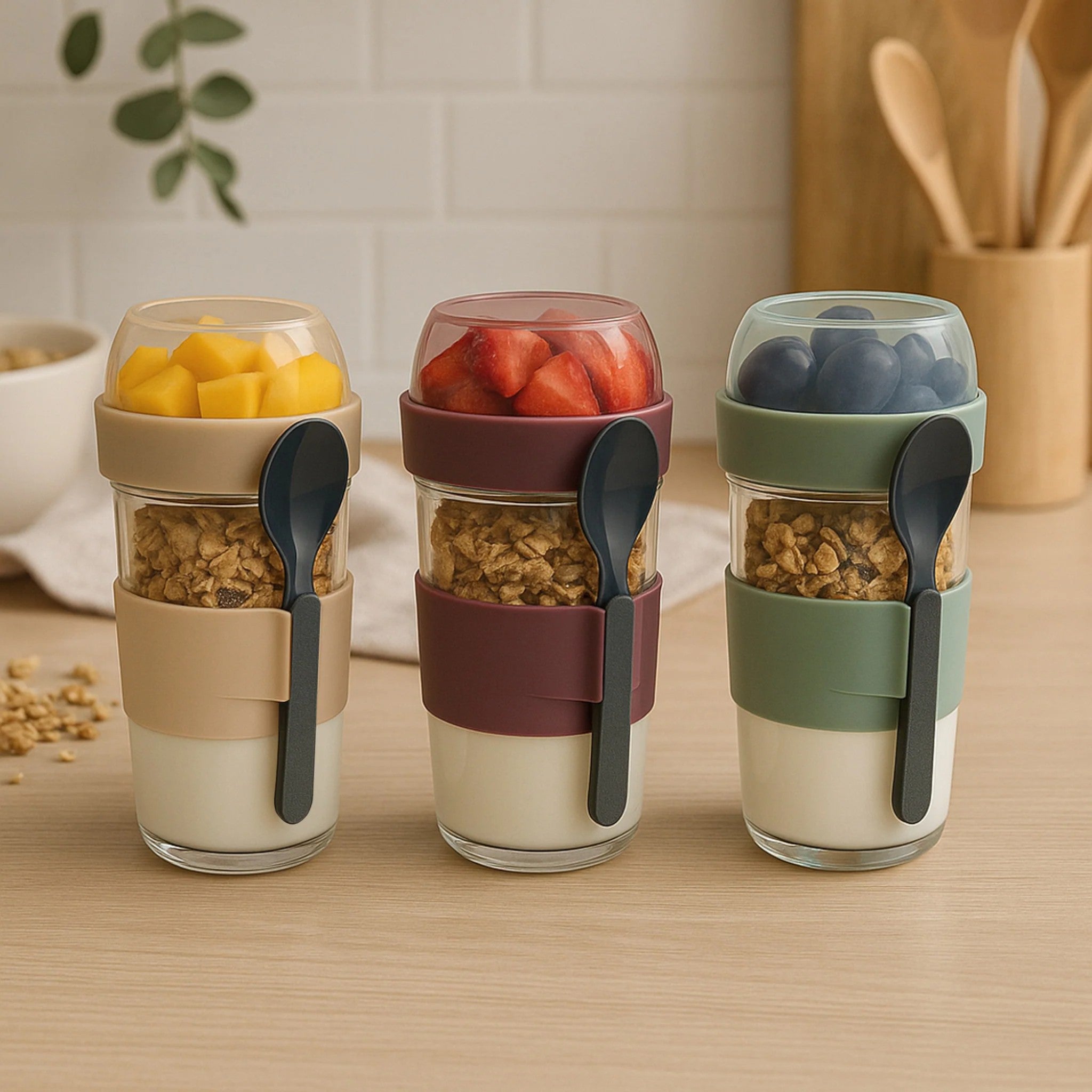 480ml Consol Lugo Layer Lux Cup with Lid & Grey Spoon