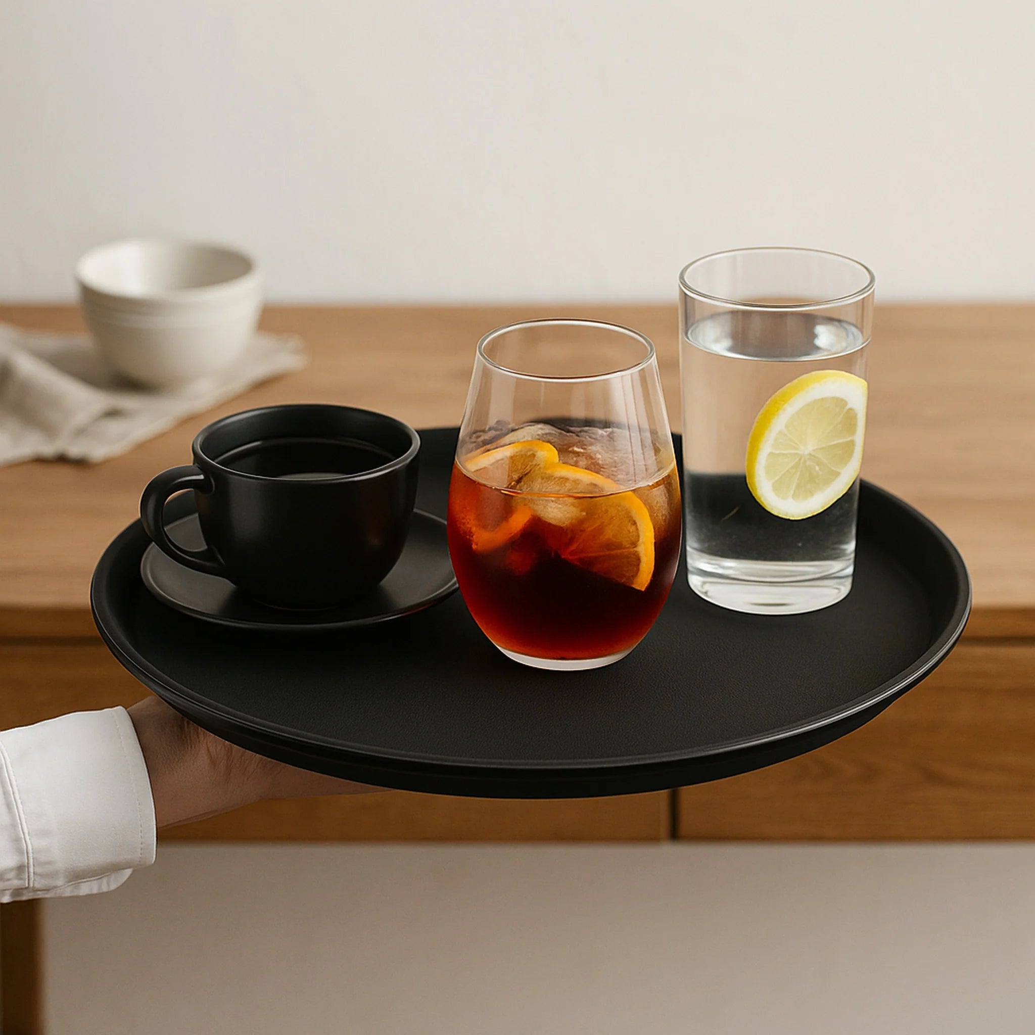 Bar Butler Serving Tray Black Non-Slip Round 355mm 21528