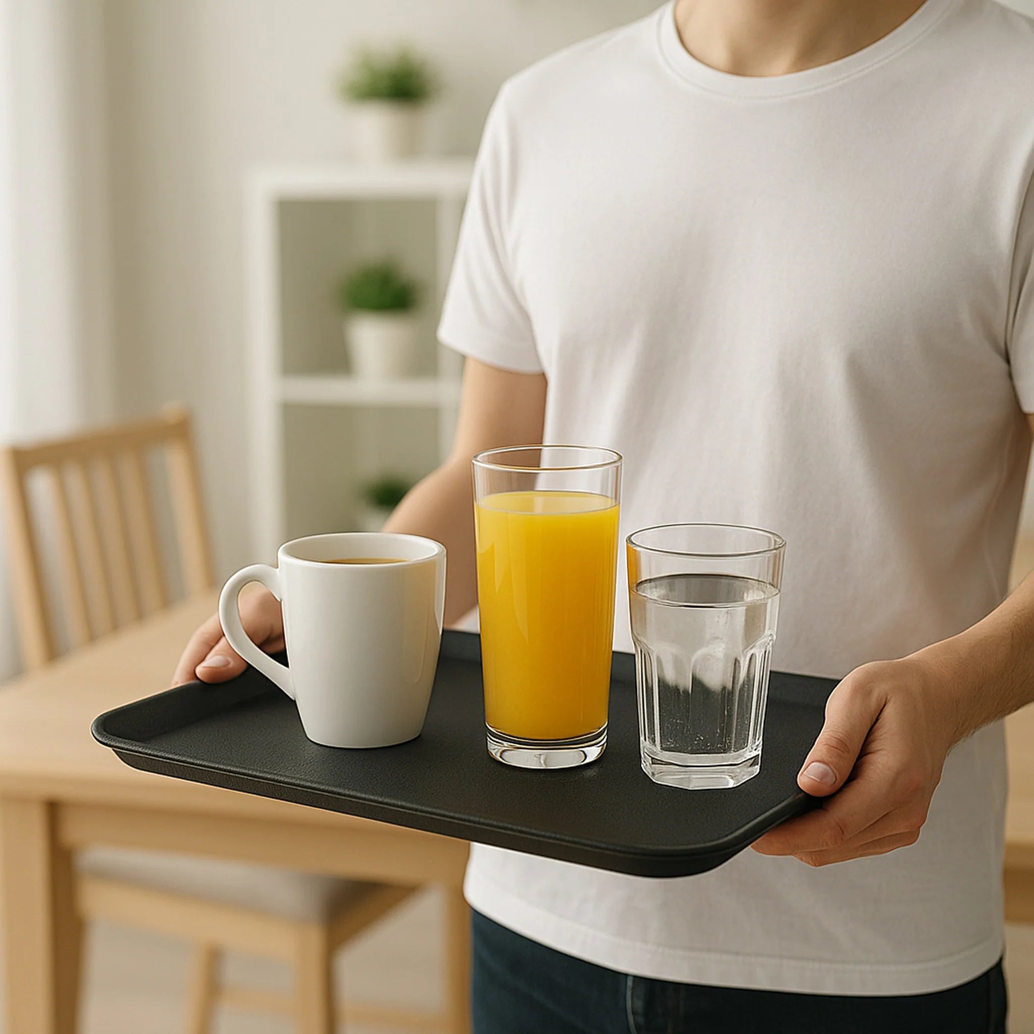 Bar Butler Serving Tray Black Non-Slip Rectangular 355x455mm 21531