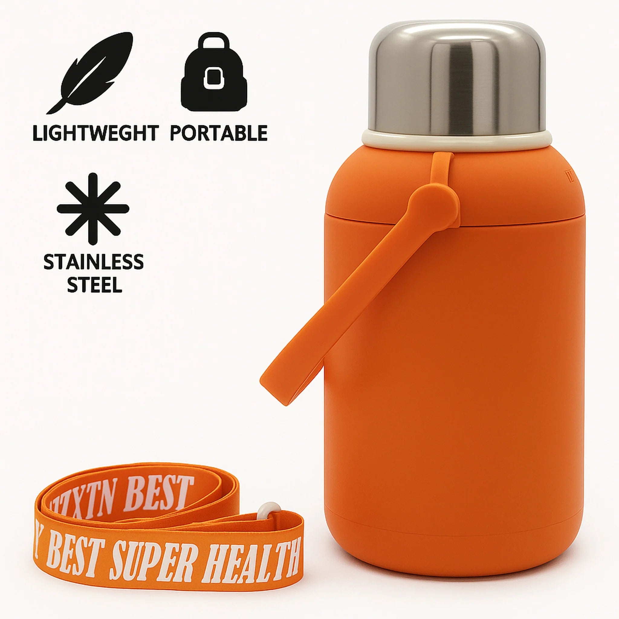 Regent Orange Sports Vacuum Flask Stainless Steel 1.3L
