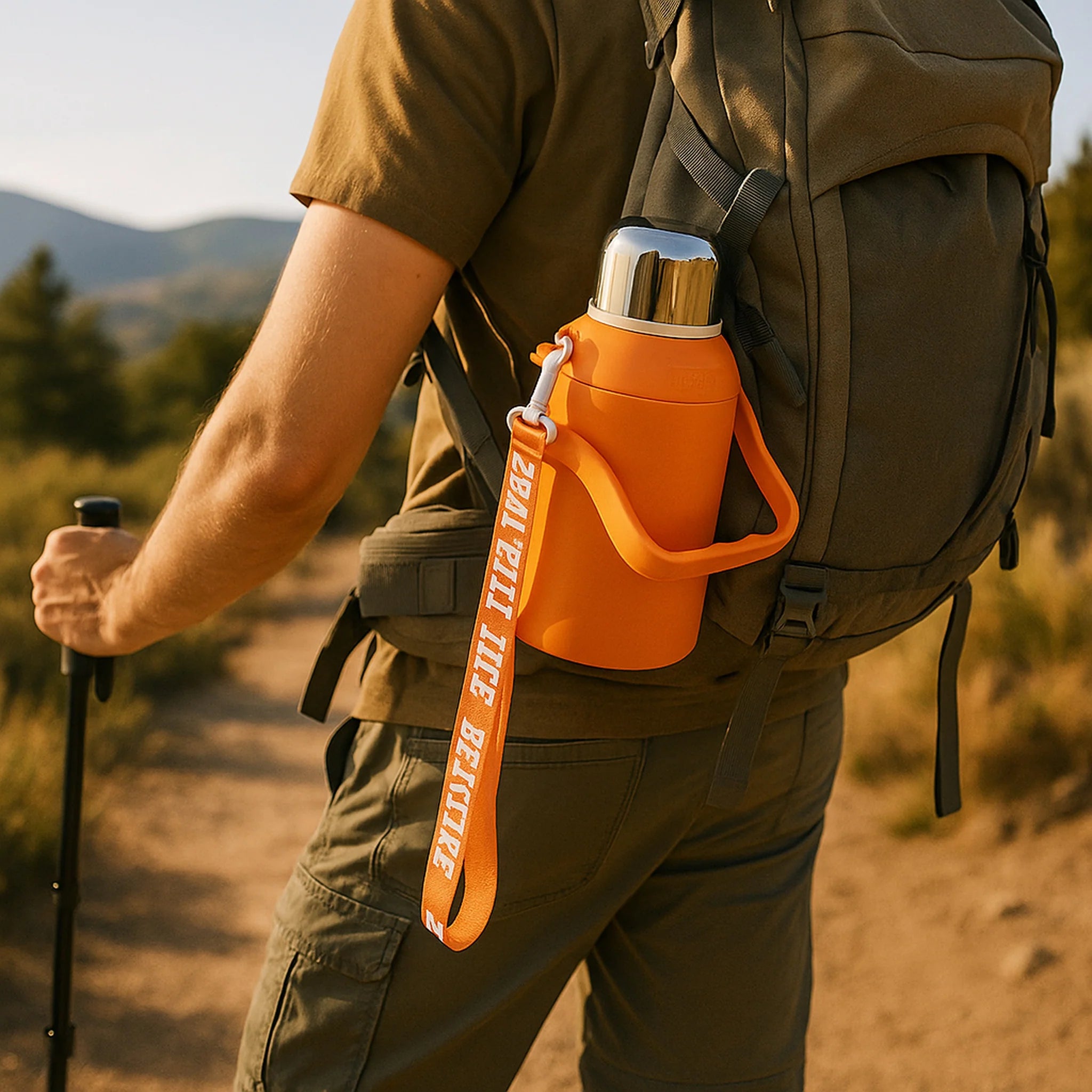 Regent Orange Sports Vacuum Flask Stainless Steel 1.3L