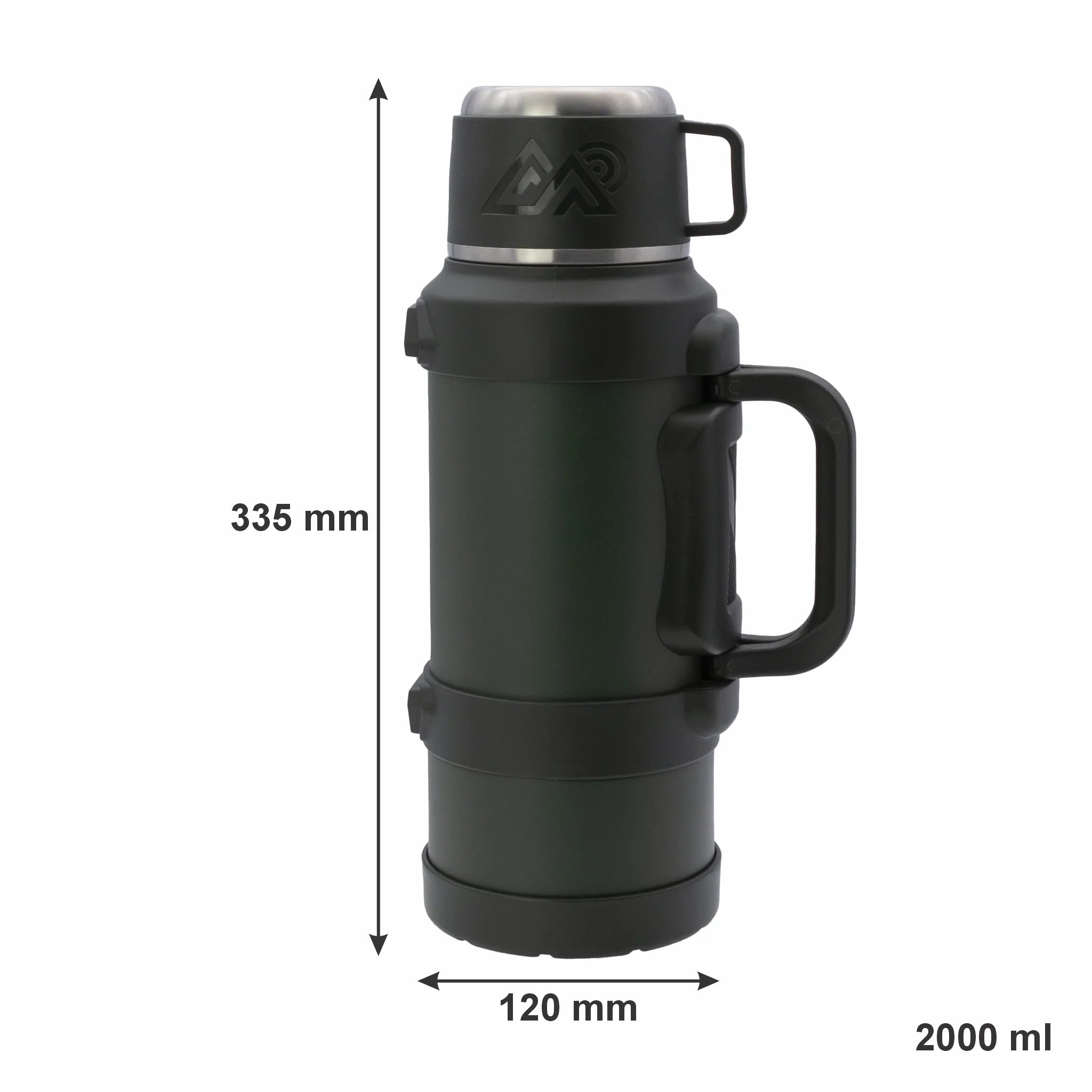 Regent Khaki Green Large Vacuum Flask Stainless Steel With Cup and Lid 2L