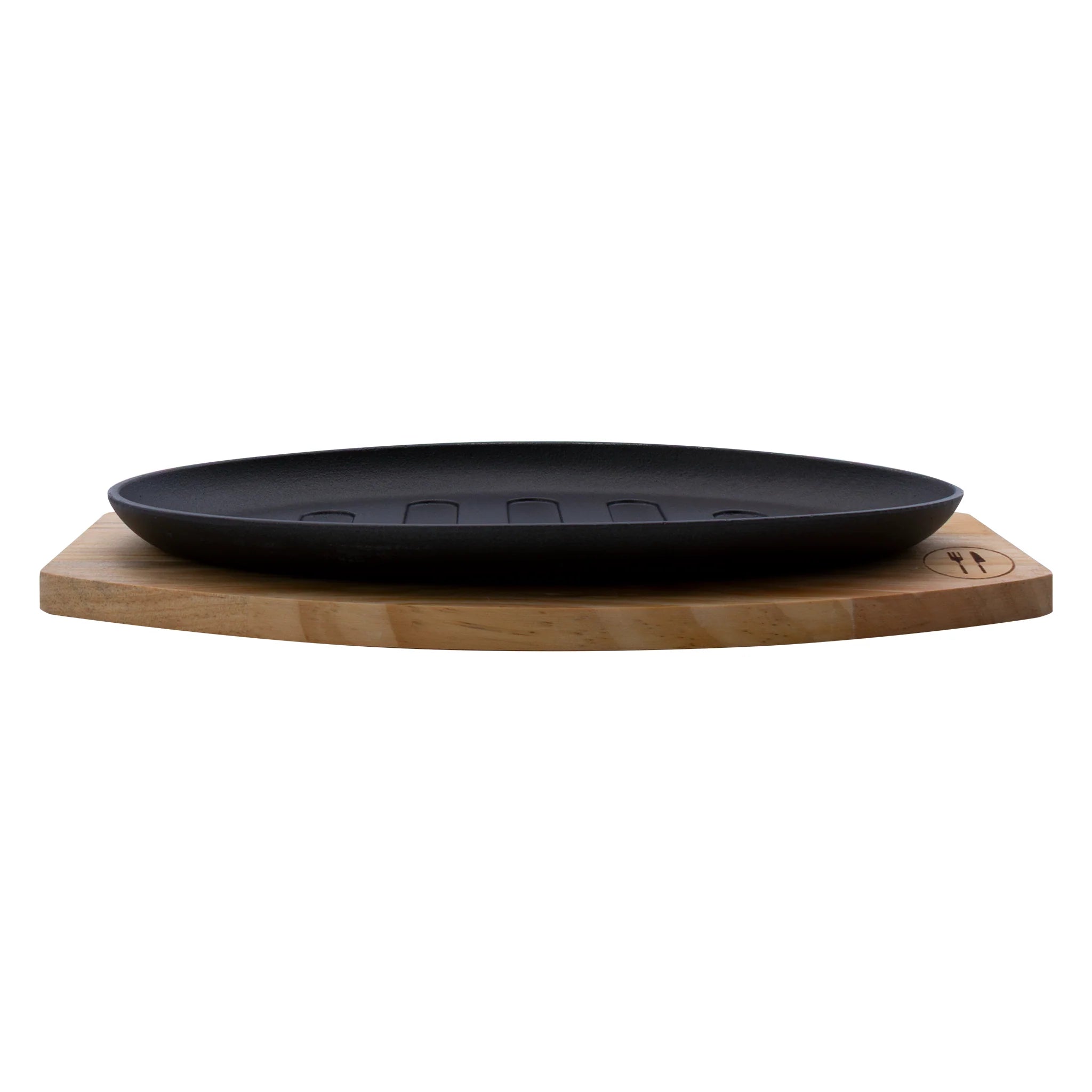 Regent Cookware Cast Iron Oval Steak Plate with Birch Wood Board 30218