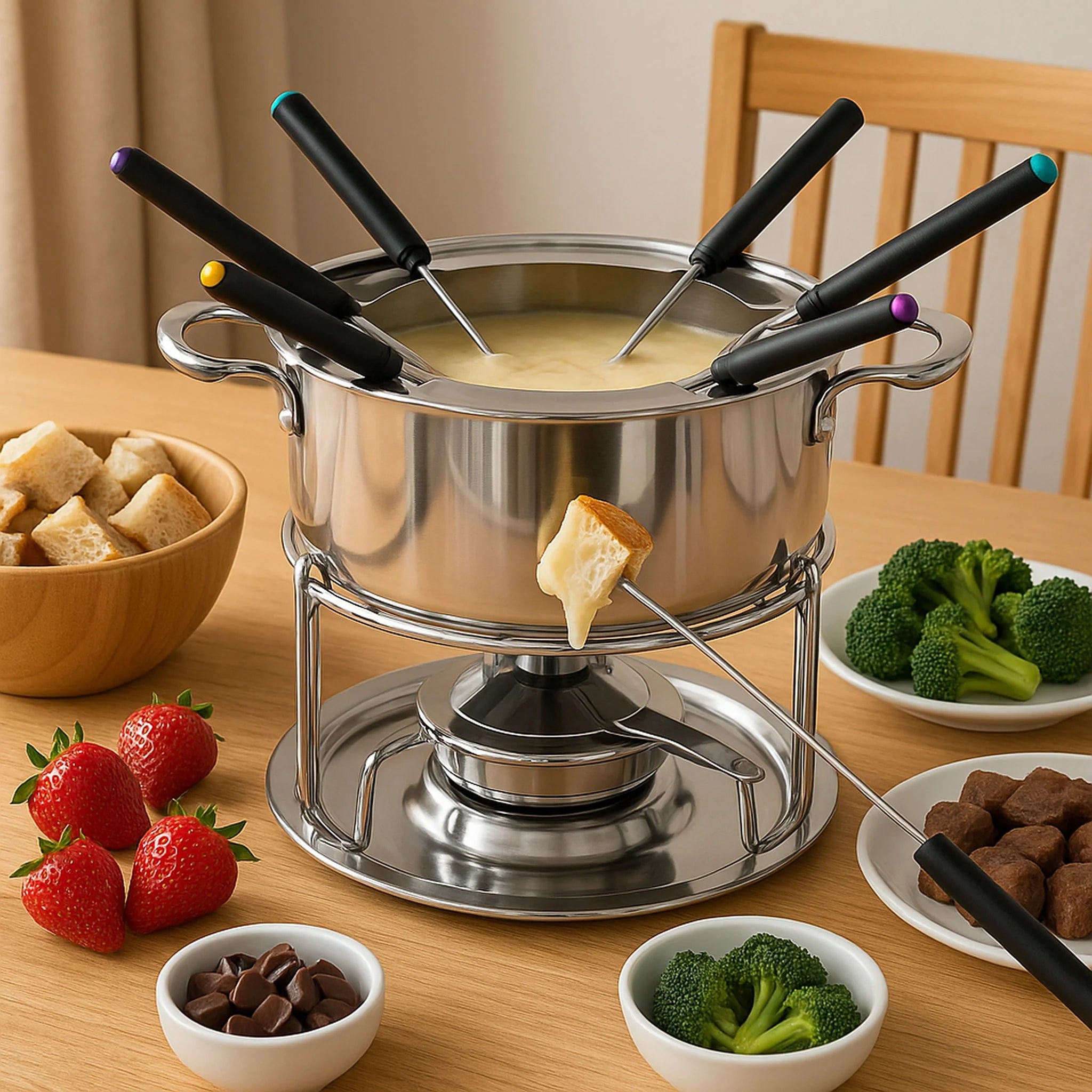 Regent Cookware Fondue Set with Burner and 6 fork 31530