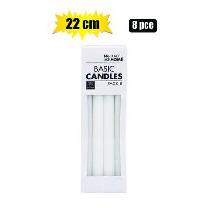 Dinner Candle Basic 22.5cm White 8pc