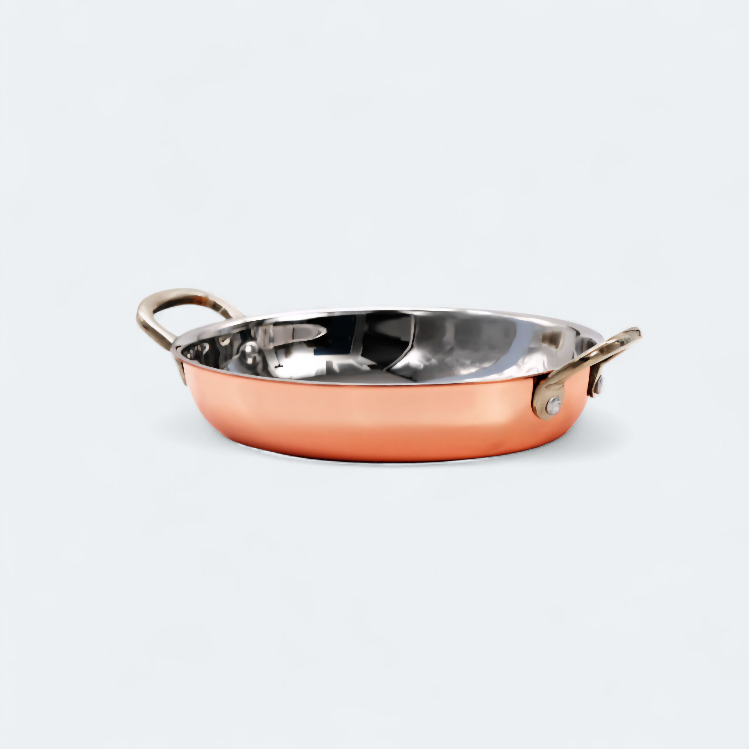 Regent Cookware Oval Pan 500ml with Brass Handles Copper Plated Stainless Steel