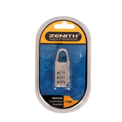 Zenith Combination Padlock 3-Digit Resetable