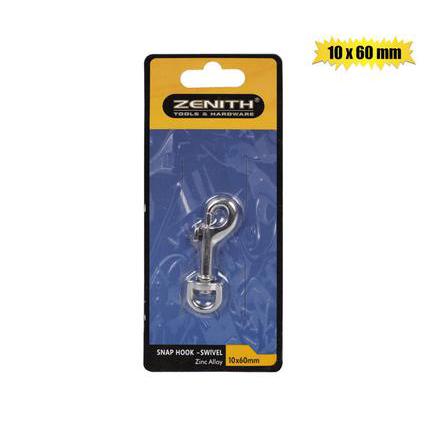 Zenith Snap Hook with Swivel CP 10x60mm