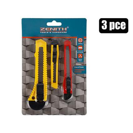 Zenith Multipurpose Utility Retractable Knife 18 to 19mm Snapoff Blade 3pc Blister