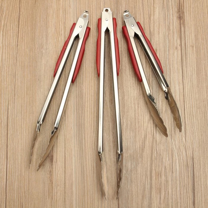 BBQ Braai Tong Stainless Steel with Plastic Grip Handle 36.4cm