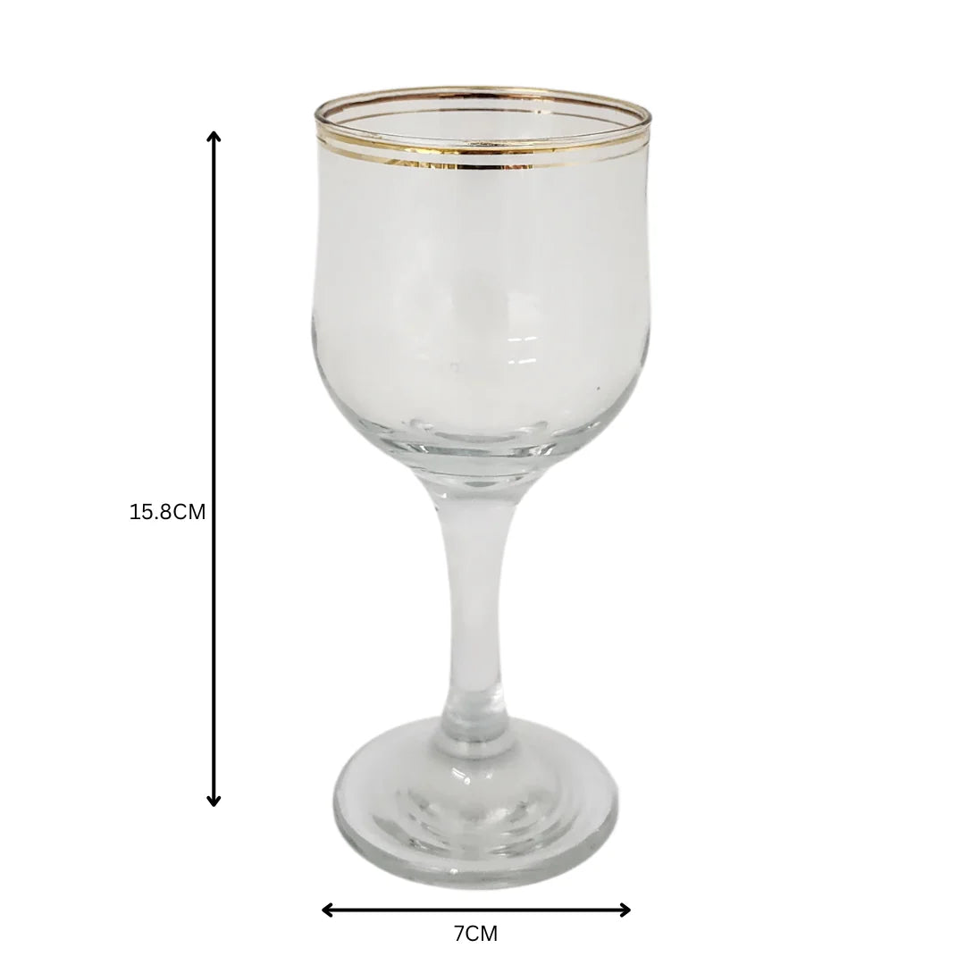 Gold Rim Glass Tumbler 200ml Stemmed White Wine 6pack