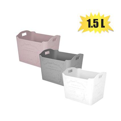 Paris Plastic Storage Basket 1.5L 16x12x13cm with Carry Handle