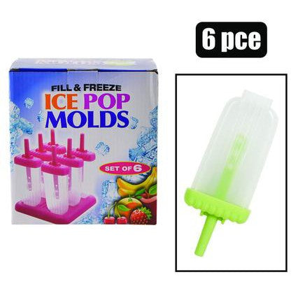 Ice Lolly Maker Large Plastic 6pc Set