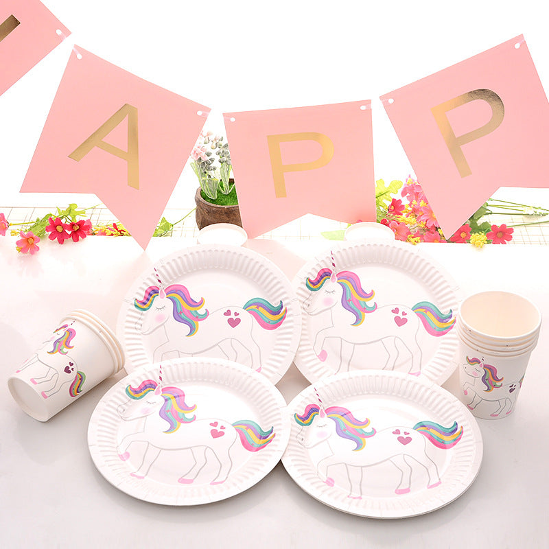 Disposable Party Paper Plate 7inch Unicorn Print 10pc