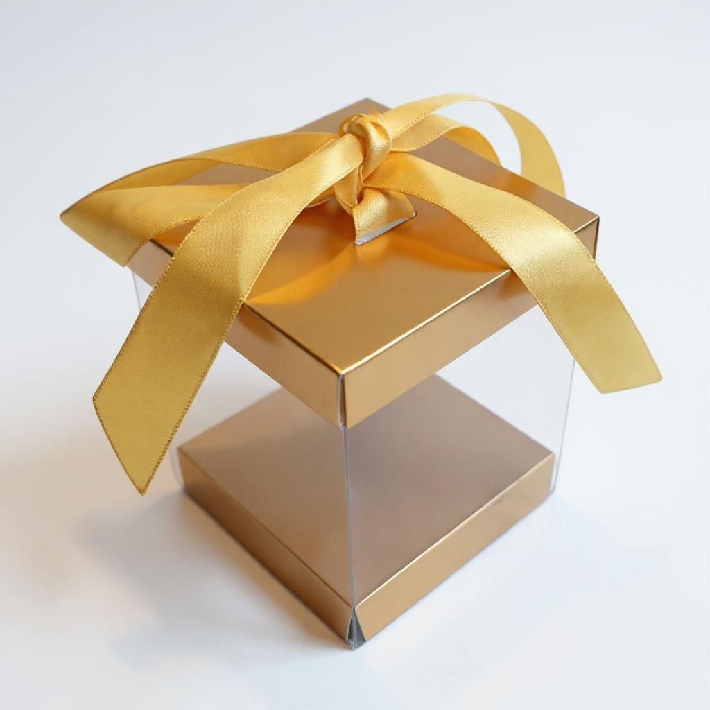 PVC Gift Box Clear with Gold Cardboard Base & Lid