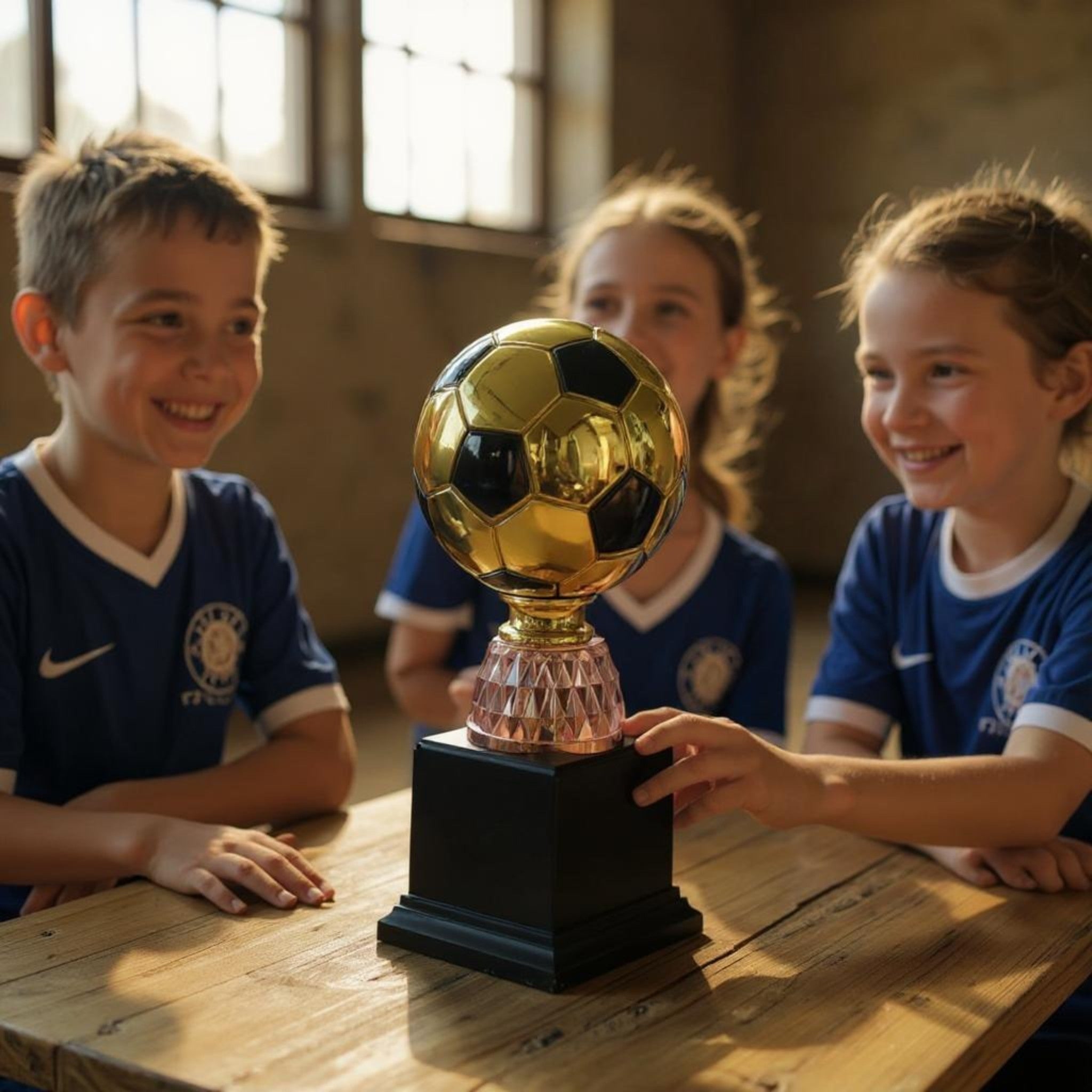 Soccer Ball Trophy With Black Plastic Base 21cm