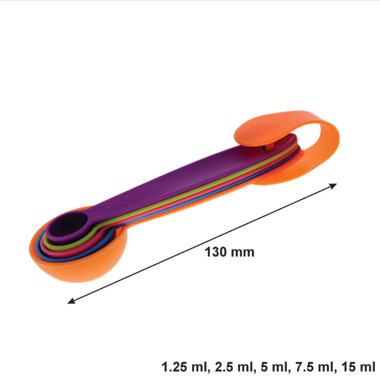 Regent Bakeware Measuring Spoon Plastic 5Pcs Colours 12309
