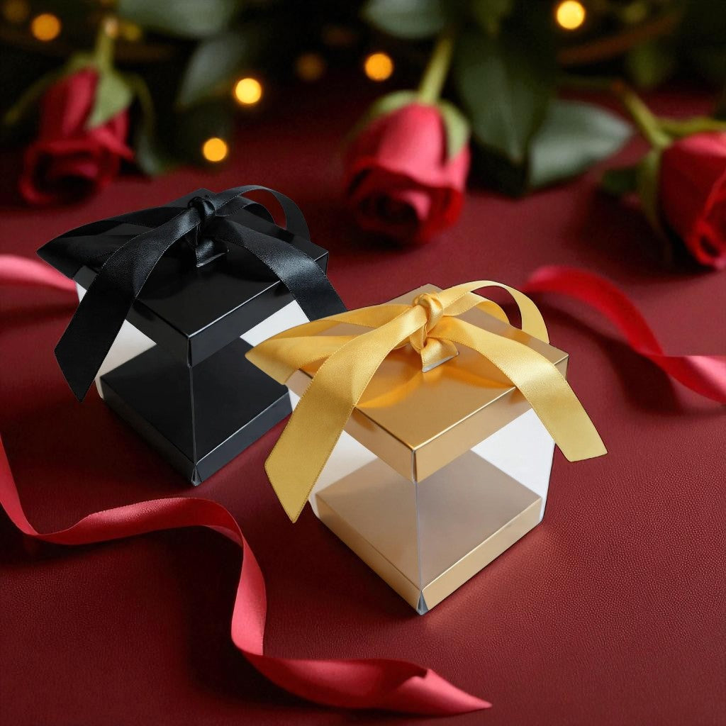 PVC Gift Box Clear with Gold Cardboard Base & Lid