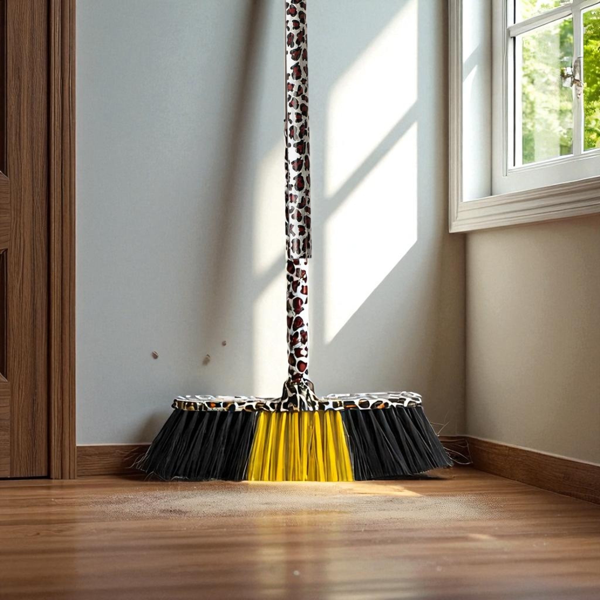 Household Floor Broom Patterned Steel Stick 386