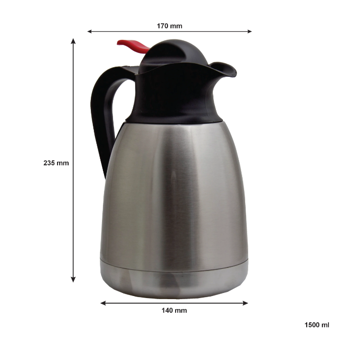 Regent Vacuum Flask Jug 1.5L Double Walled Stainless Steel 12940