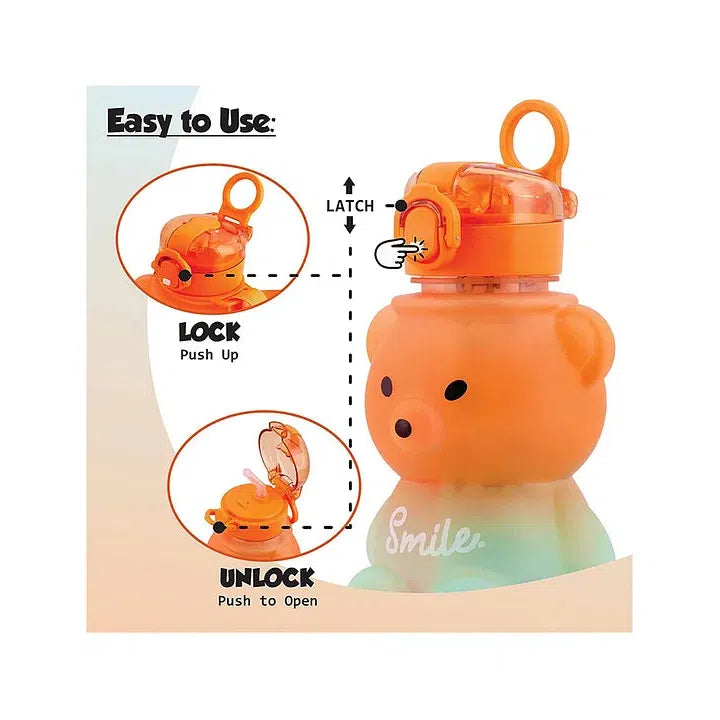 Bear Shaped Water Bottle with Built-In Straw and Carry Strap - 1.3L 2-Tone