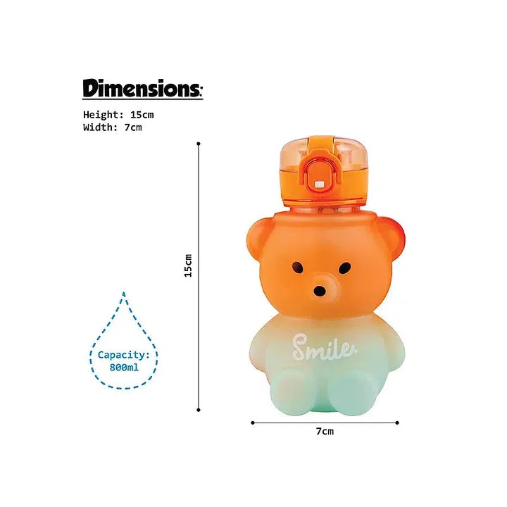 Bear Shaped Water Bottle with Built-In Straw and Carry Strap - 1.3L 2-Tone