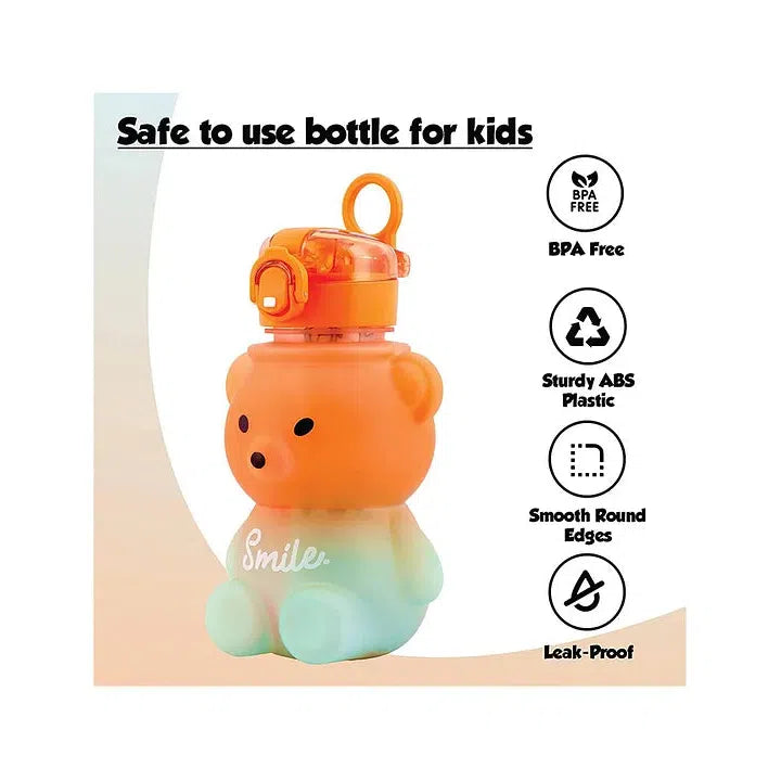 Bear Shaped Water Bottle with Built-In Straw and Carry Strap - 1.3L 2-Tone