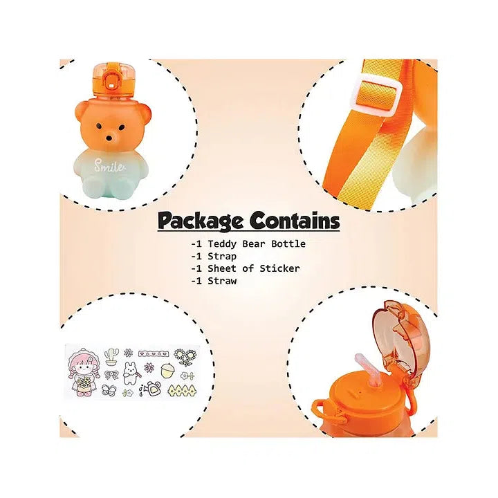 Bear Shaped Water Bottle with Built-In Straw and Carry Strap - 1.3L 2-Tone