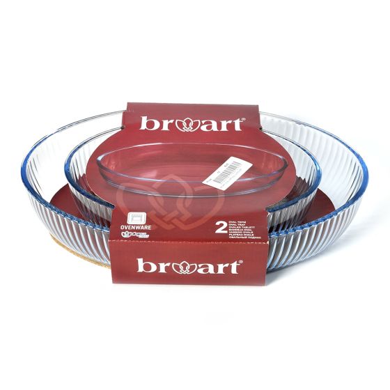 Borart Glass Oval Serving Baking Dish Optical 2pc Set 26+35cm BR-145433