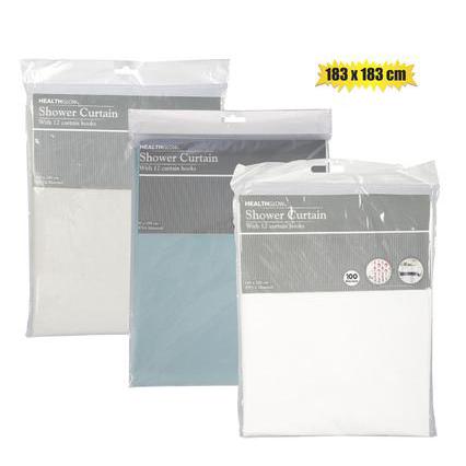 Shower Curtain Plastic with 12 Hook 180x180cm