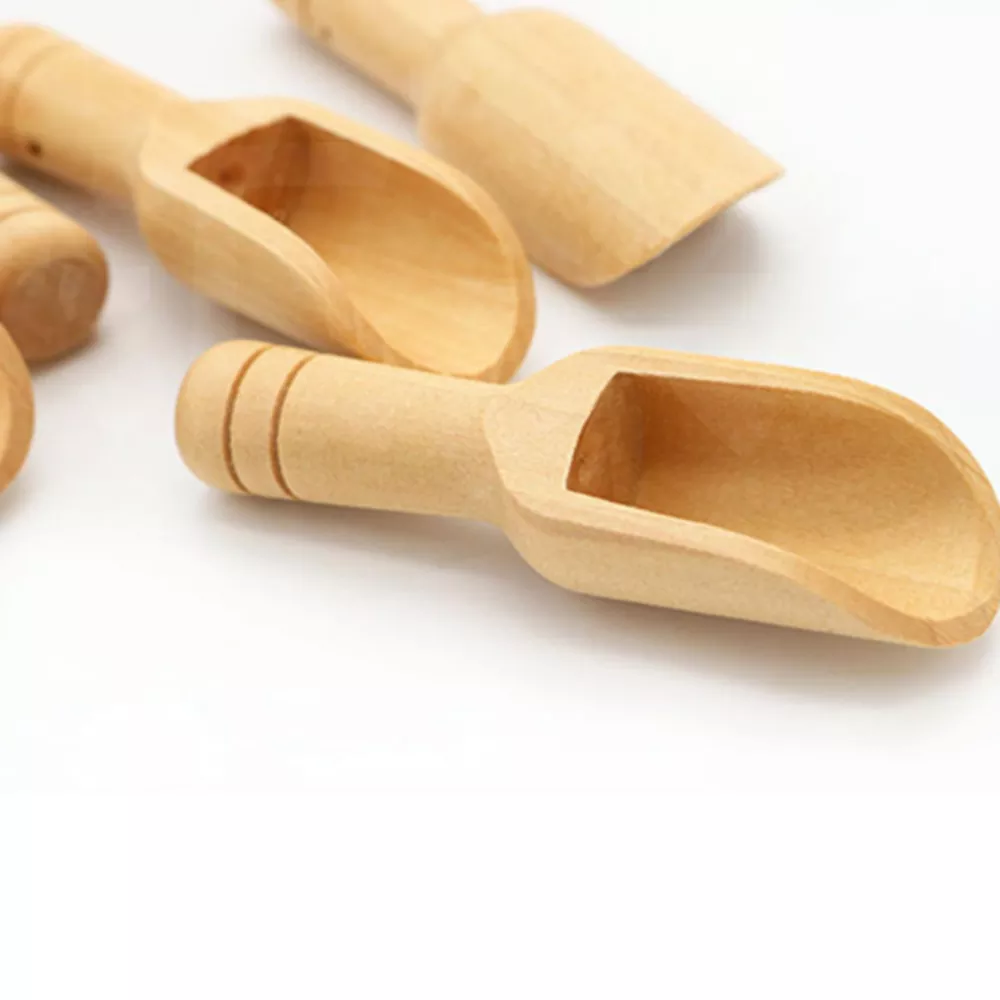 Wooden Mini Scoop Spoon Bath Salt 9x1cm 5pack