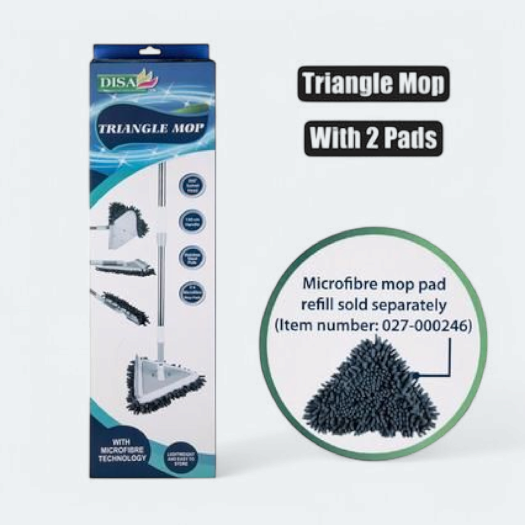 Diisa Mop Microfiber Triangle with Pads 1.3m