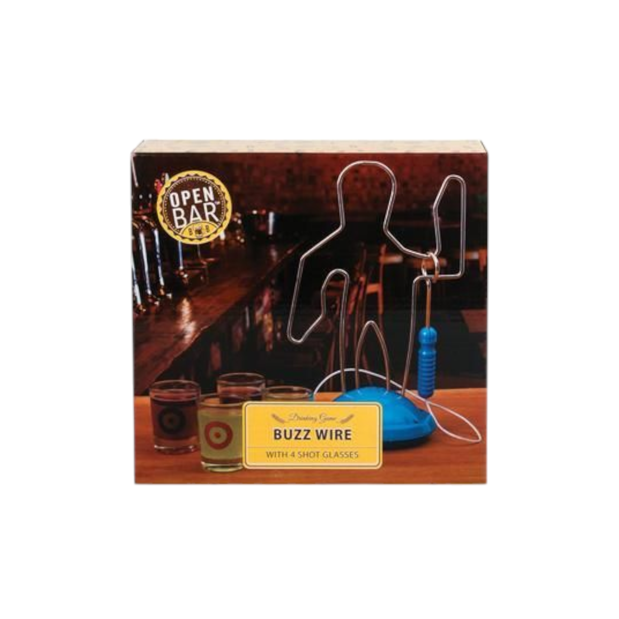 Open Bar Drinking Game Buzz Wire with 4 Glasses