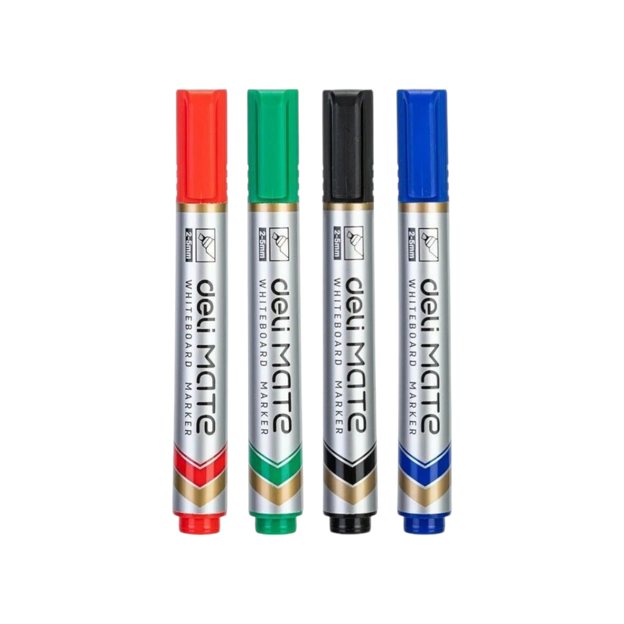 Deli Mate Dry Chisel Tip Erase Whiteboard Markers 1.5mm 4Pack Assorted