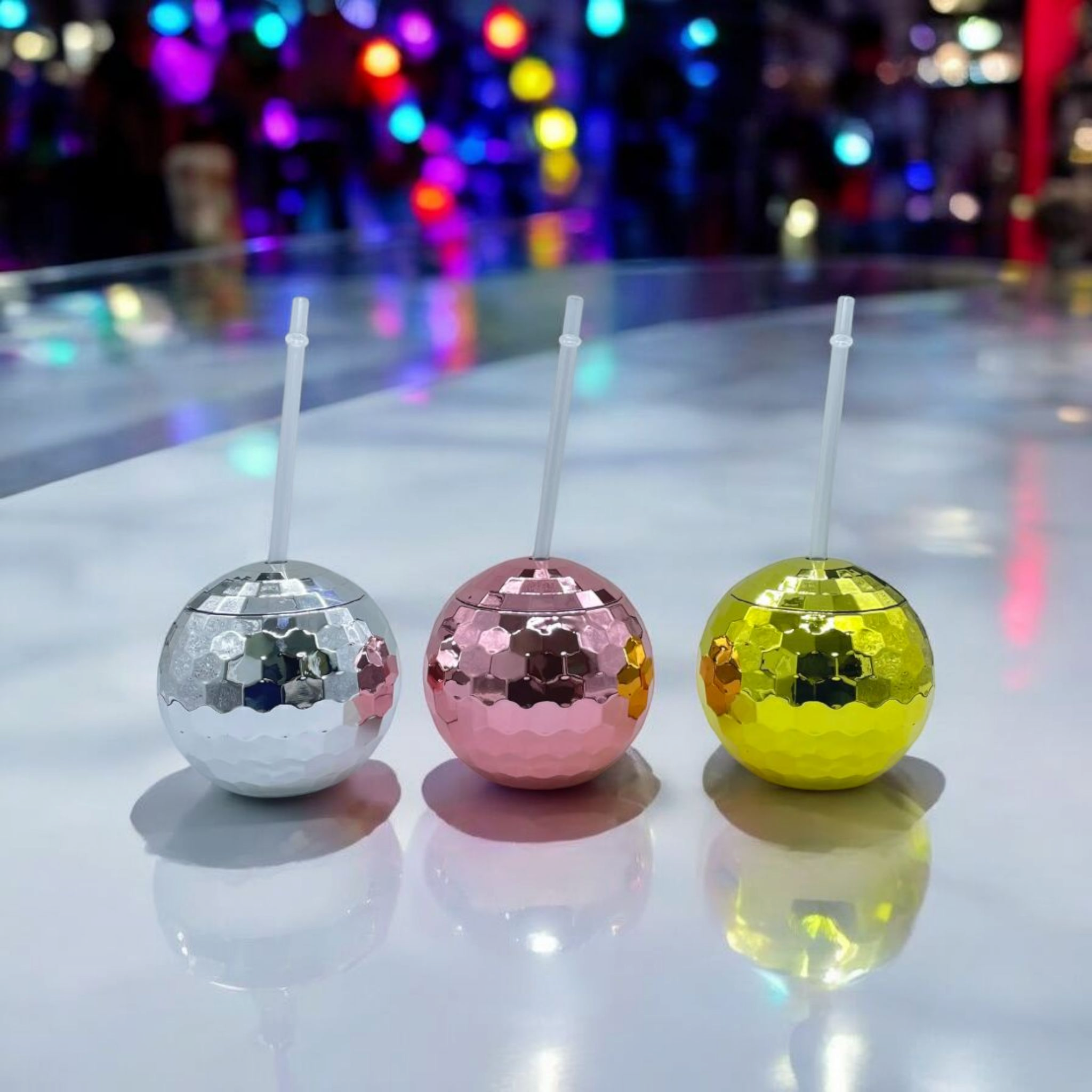 Disco Ball Smoothie Cup 350ml Tumbler with Straw