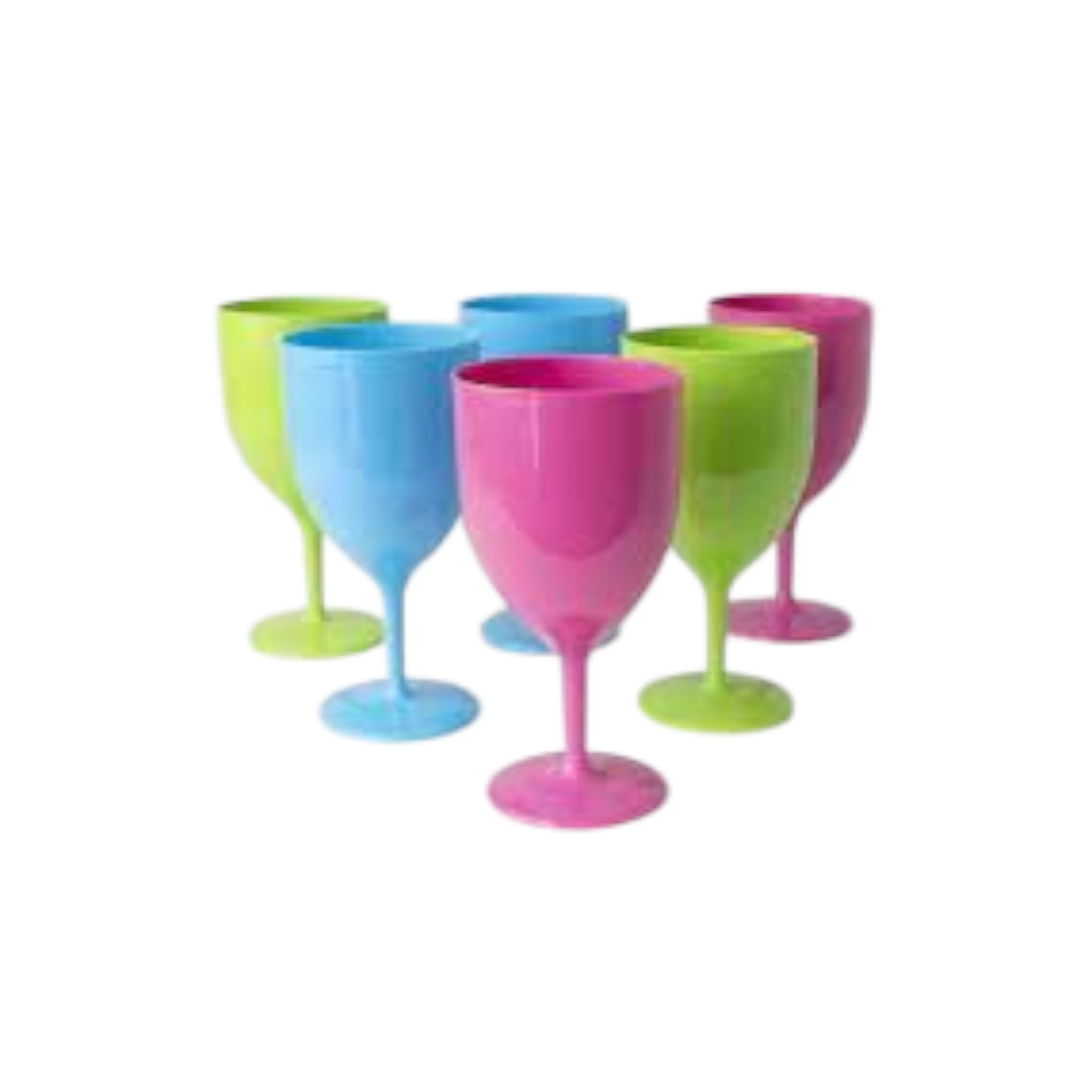 Plastic Party Goblet Cups Stemmed Multicolor 6pc Set