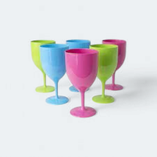 Plastic Party Goblet Cups Stemmed Multicolor 6pc Set
