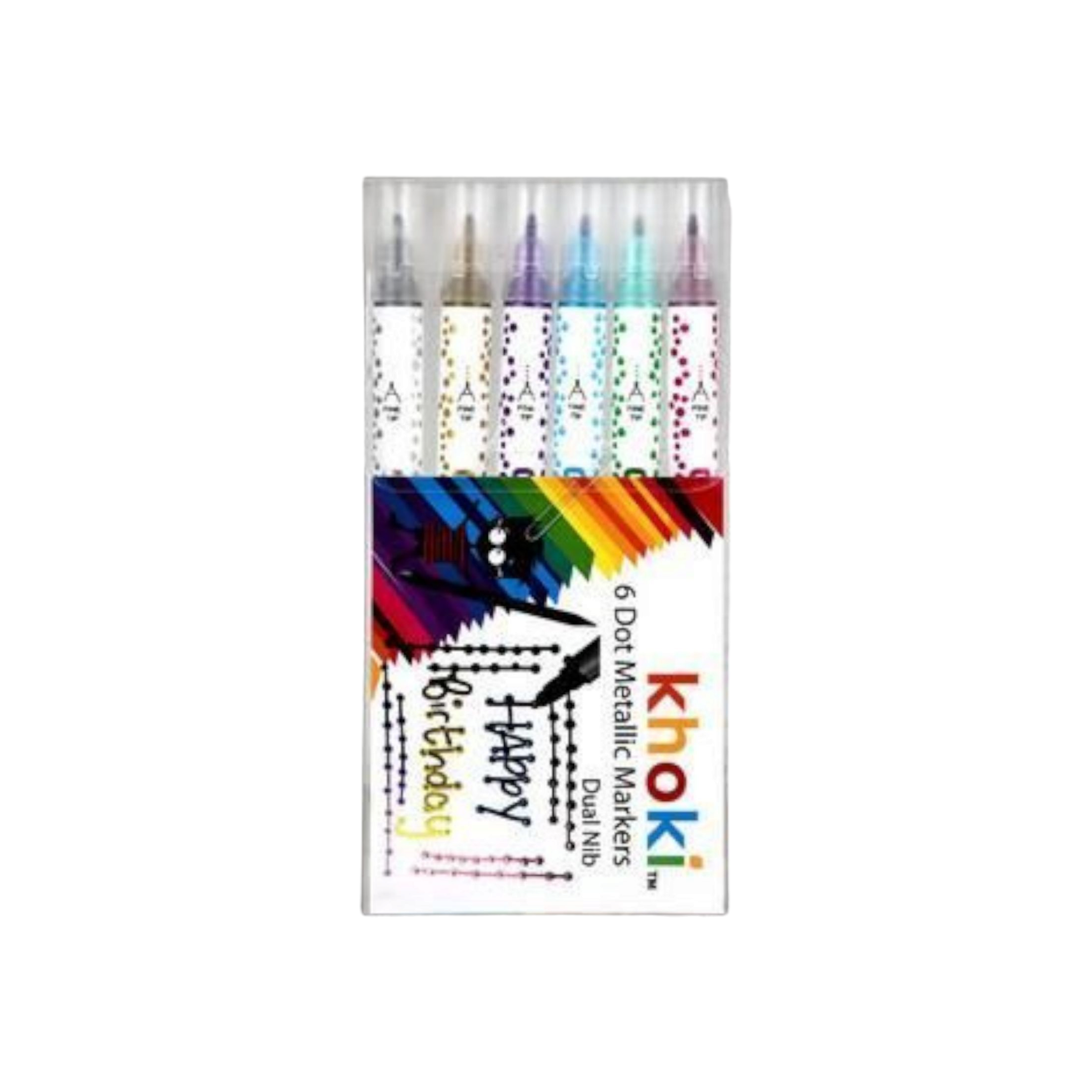 Khoki Arts & Kraft Dual Tip Dot Glitter Marker 6pack