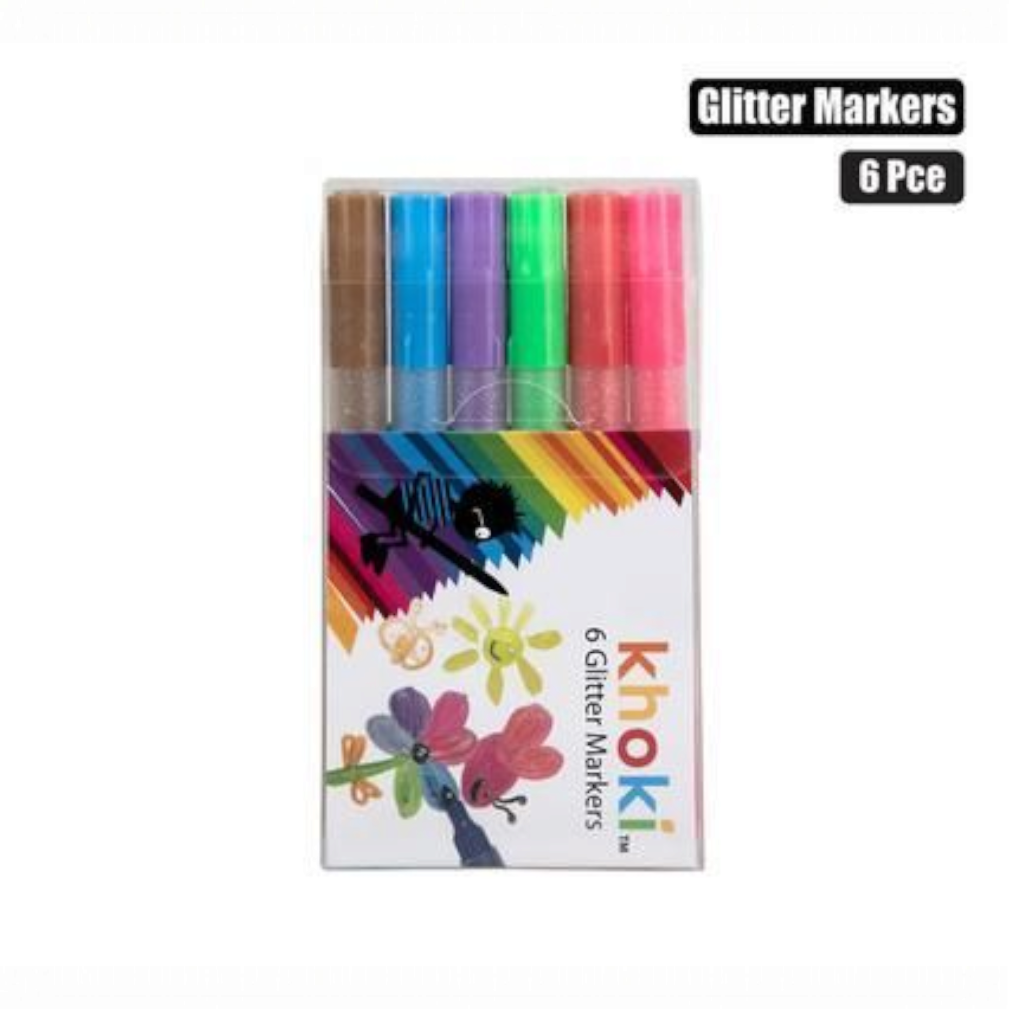 Khoki Arts & Kraft Glitter Markers 6pack