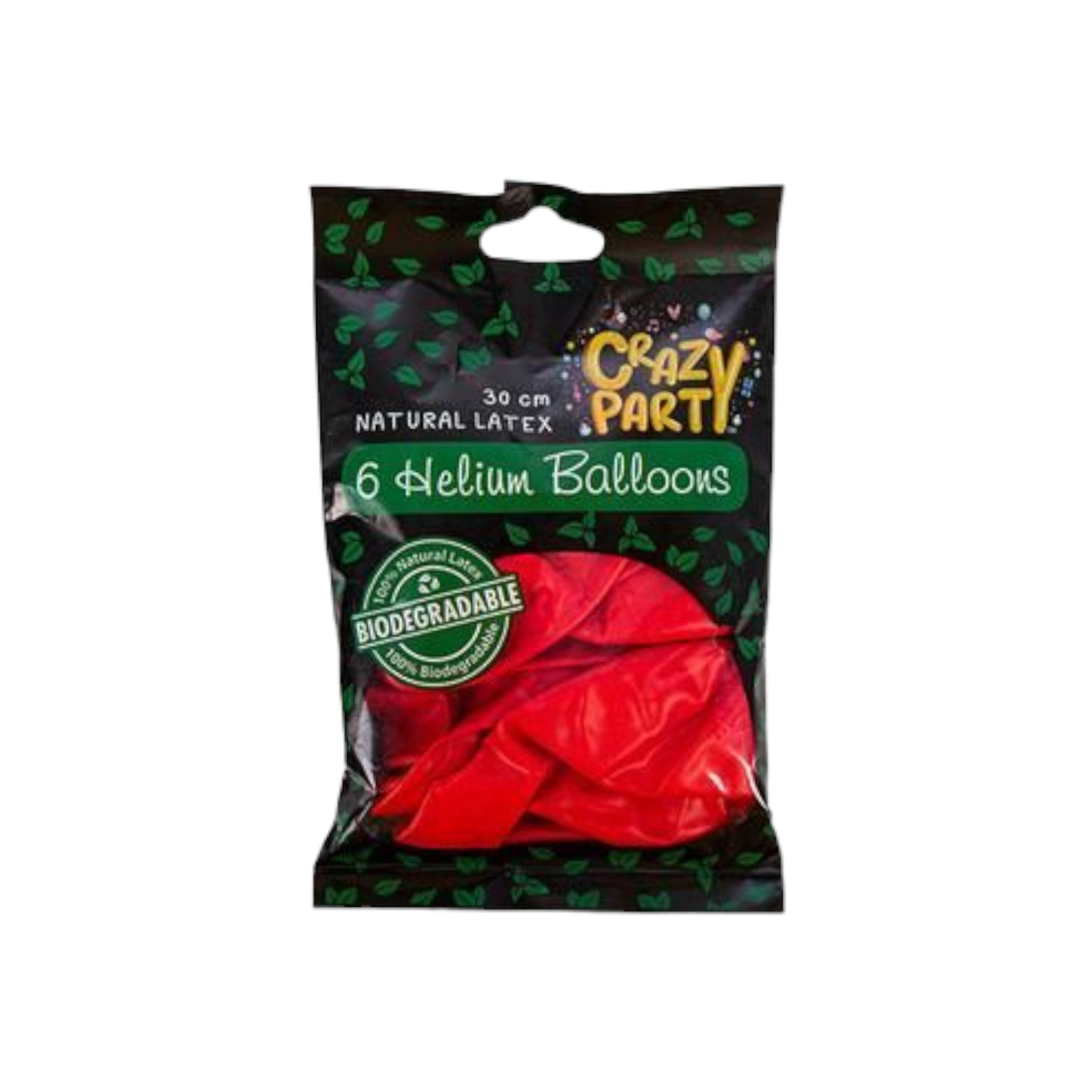 Helium Balloons Red 30cm Biodegradable 6pack
