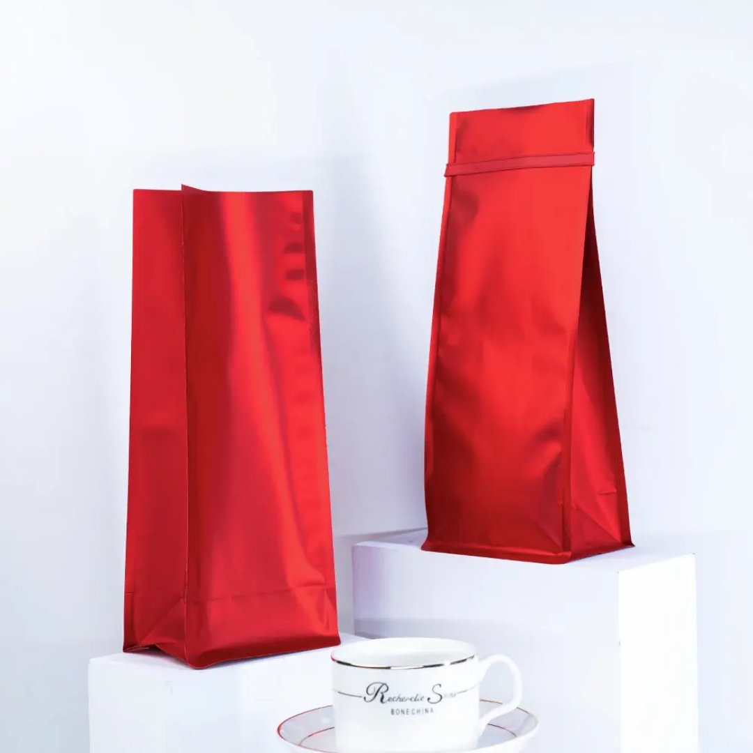 Aluminium Metalized Foil Stand-up Coffee Bag with Valve - Side Gusset & Flat Bottom 10pc