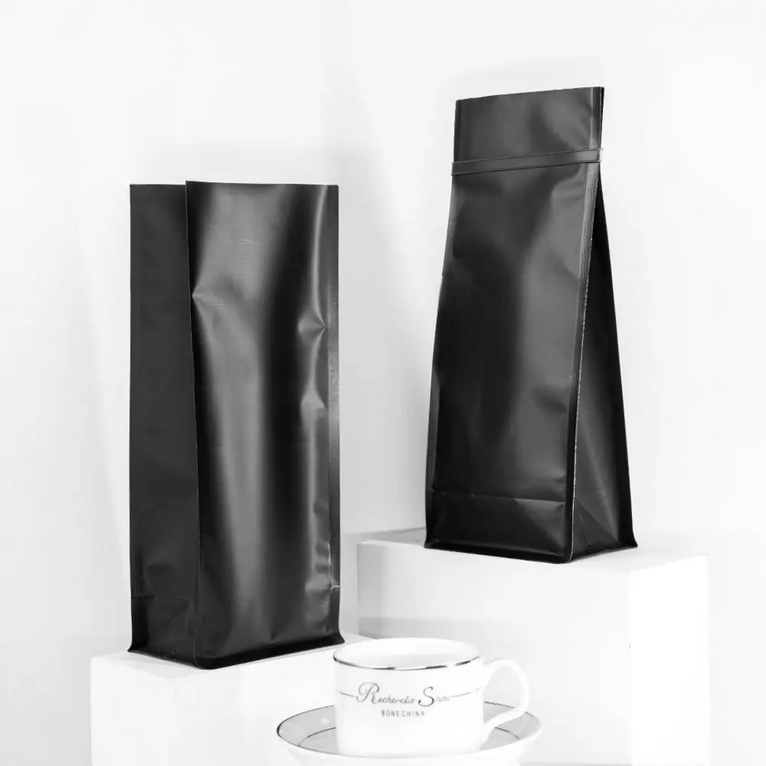 Aluminium Metalized Foil Stand-up Coffee Bag with Valve - Side Gusset & Flat Bottom 10pc