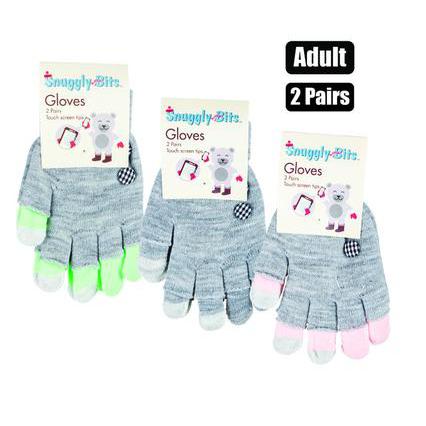 Gloves Adult 2Pair with Touch Screen Tips