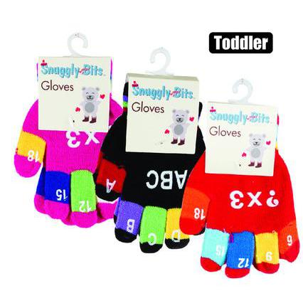 Toddler Gloves Acr Knitted Letters & No's
