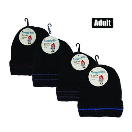 Beanie Adult with Inner Stripe Assorted